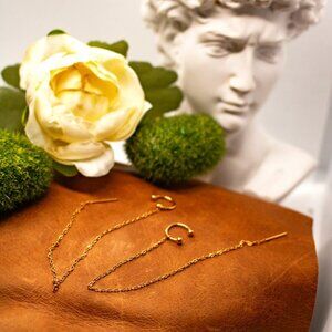 (1)18K Gold Plated Ear Cuff Chain Earring summer, swimsuit, Jewelry, casual